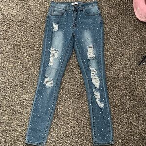 Aphrodite Blue Distressed Skinny Jeans